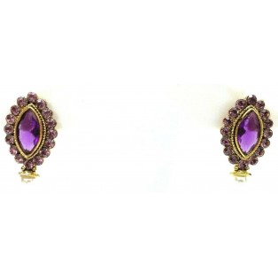 Gold Oxidized Women Earring Stud Jewelry PushBack Classy Gift-Rhinestone Bead 19